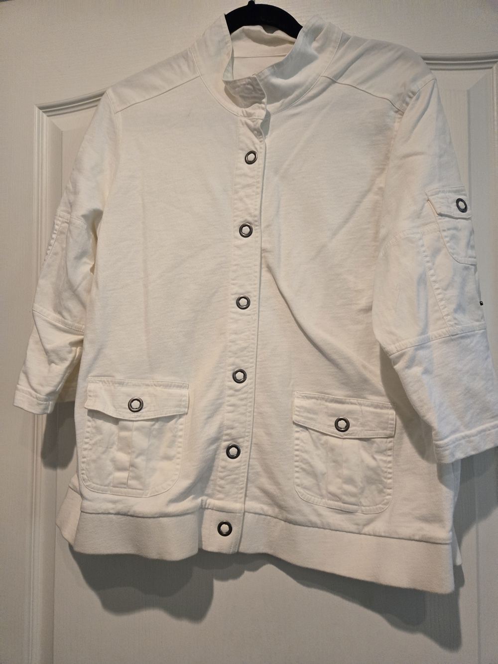 Style & Co. White Snap-Front Utility Jacket